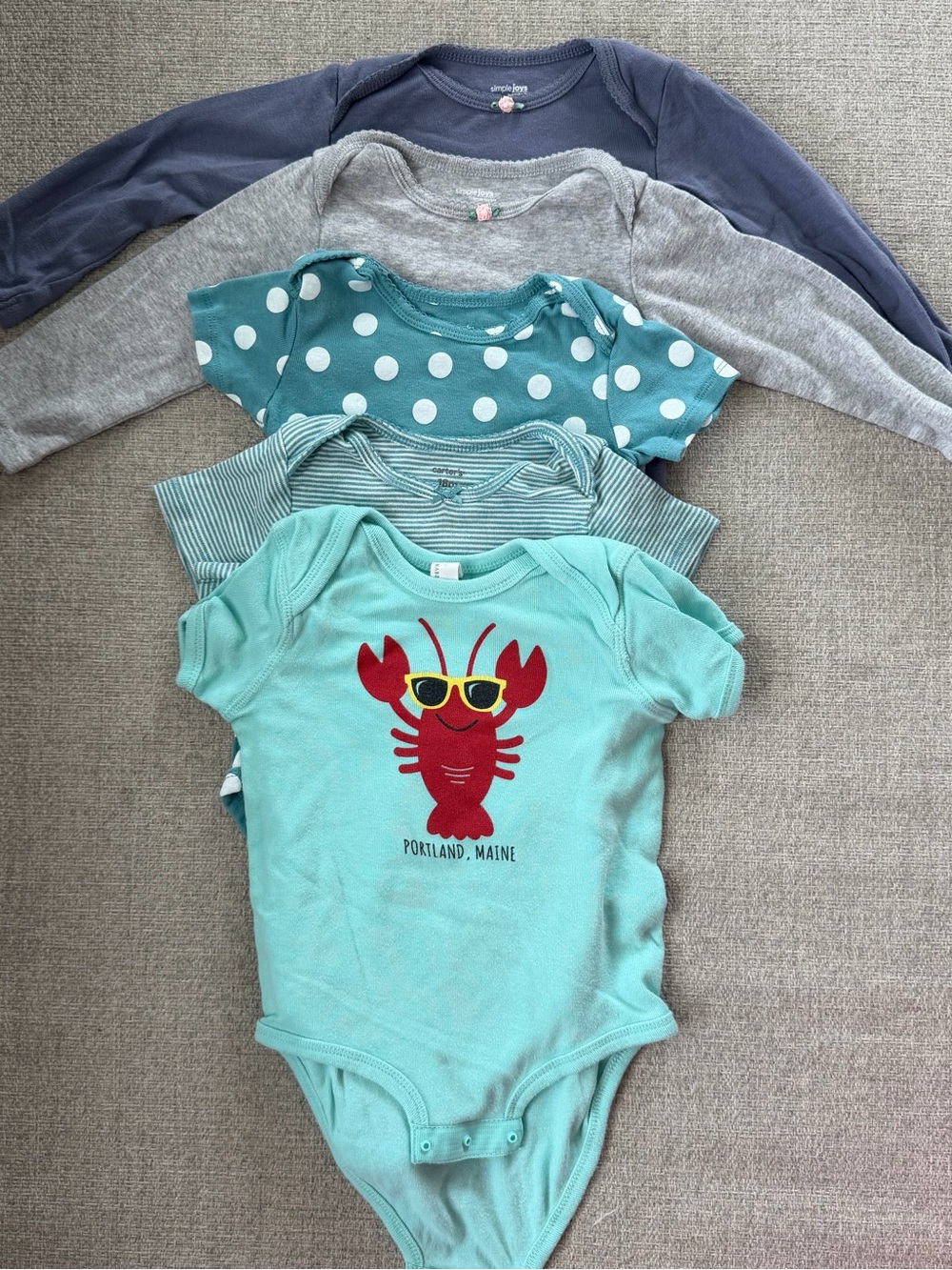 Set of One-Piece Bodysuits, Cotton, 18 months - Picture 1 of 6